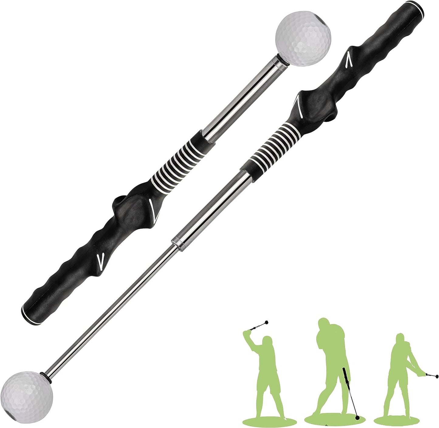 Retractable Golf Swing Training Aid, Golf Grip Trainer & Golf Swing Trainer for Warm-Up, Right-Handed Golf Club for Indoor Practice, Golf Accessories - Strength & Tempo Training for Chipping Hitting