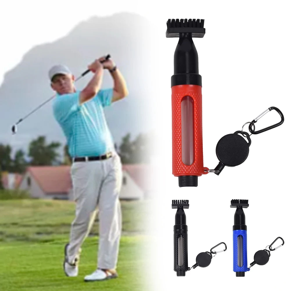Golf Club Cleaner Brush Golf Cleaning Brush Leak Proof Golf Cue Brush with Bottle & Clip Portable Golf Cleaning Accessories
