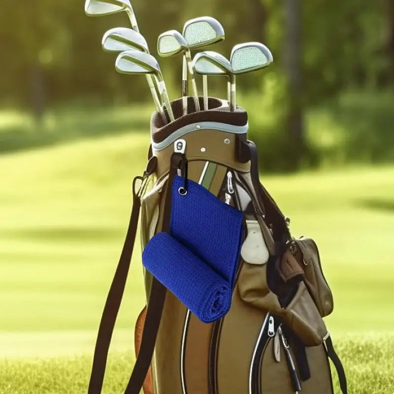 Tri-Fold Golf Towel for Golf Bags with Carabiner Clip, Premium Microfiber Waffle Pattern Golf Towel for Men Women