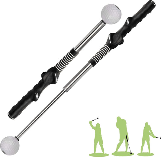 Retractable Golf Swing Training Aid, Golf Grip Trainer & Golf Swing Trainer for Warm-Up, Right-Handed Golf Club for Indoor Practice, Golf Accessories - Strength & Tempo Training for Chipping Hitting