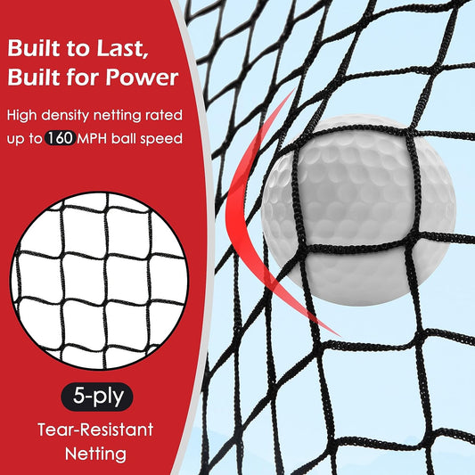 Golf Net, 10X7Ft Heavy Duty Practice Net with Mat, Target Cloth, 8 Tees, 6 Balls, Carry Bag - Training for Backyard Driving Chipping Indoor Outdoor