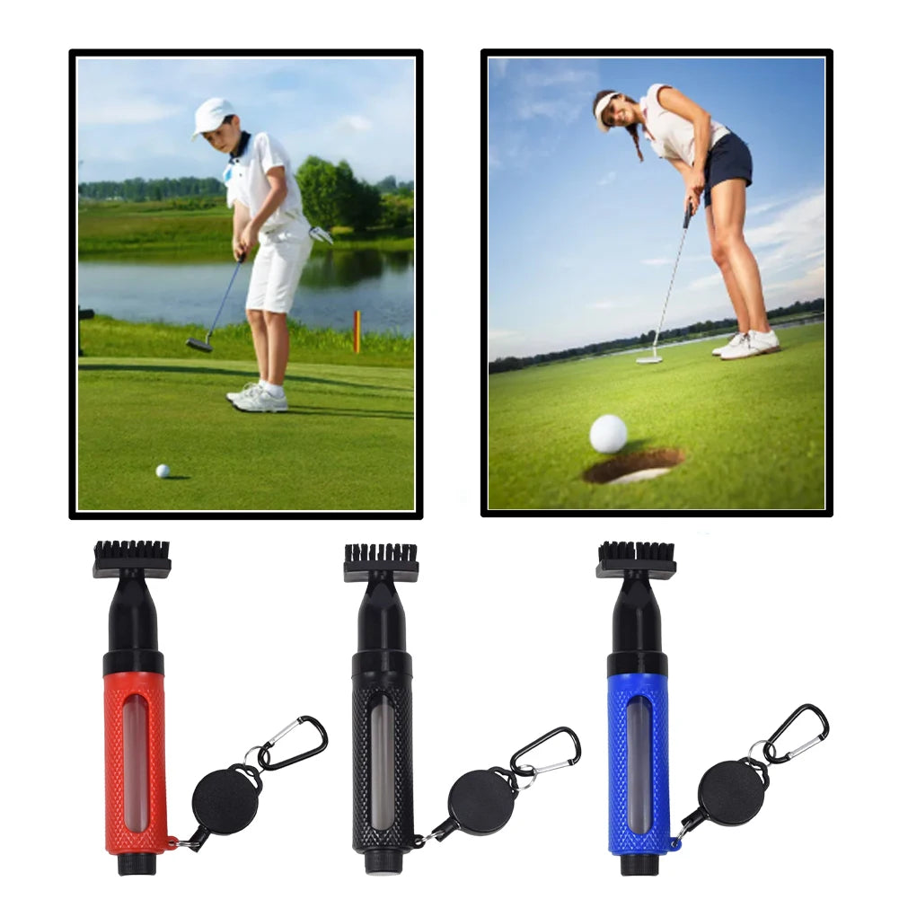 Golf Club Cleaner Brush Golf Cleaning Brush Leak Proof Golf Cue Brush with Bottle & Clip Portable Golf Cleaning Accessories