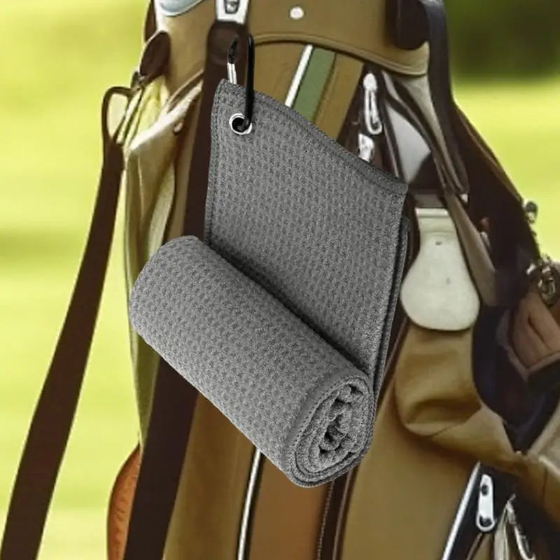 Tri-Fold Golf Towel for Golf Bags with Carabiner Clip, Premium Microfiber Waffle Pattern Golf Towel for Men Women
