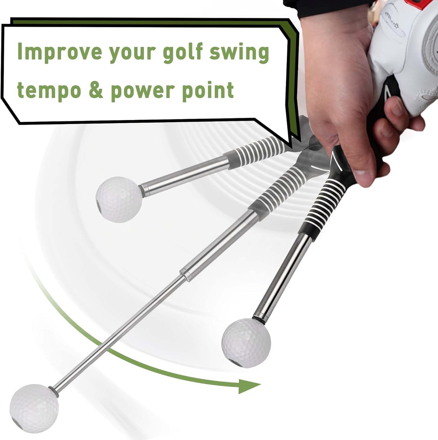 Retractable Golf Swing Training Aid, Golf Grip Trainer & Golf Swing Trainer for Warm-Up, Right-Handed Golf Club for Indoor Practice, Golf Accessories - Strength & Tempo Training for Chipping Hitting